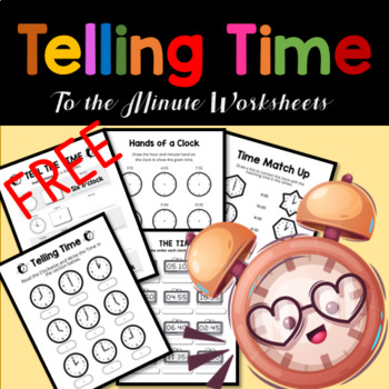 Preview of Time to Minutes - Telling Time Practice Worksheets - Free