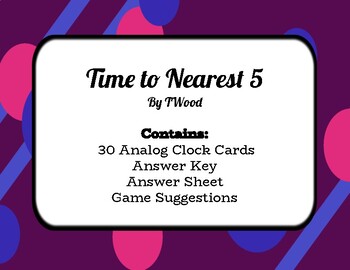 Preview of Time to Nearest 5 - 30 Task Cards - Color and Black/White