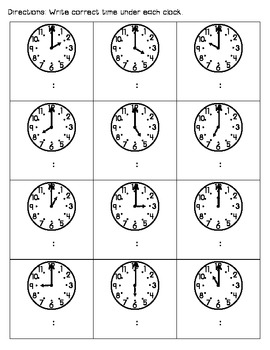 Time to the Hour {Freebie!} by GreatMinds123 | TPT