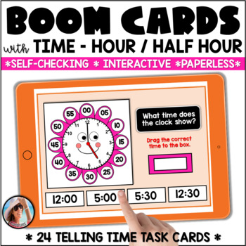 Preview of Time to the Hour & Half Hour – Boom Cards
