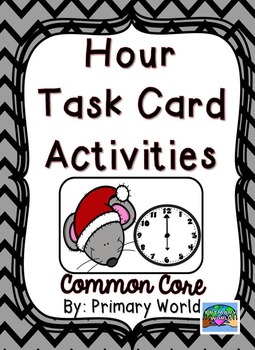 Preview of Time to the Hour Task Cards- Christmas Theme