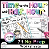 Time to the Hour and Half Hour First Grade Worksheets