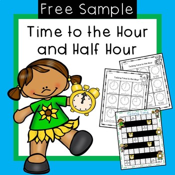 Preview of Time to the Hour and Half Hour First Grade Free Sample