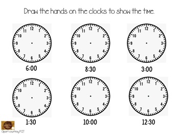 Preview of Time to the Hour and Half Hour Seesaw Template