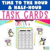 Time to the Hour and Half Hour Task Card Worksheets First Grade