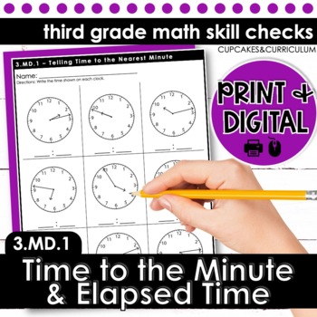 Preview of Telling Time Worksheets for Telling Time to the Minute & Elapsed Time Worksheets
