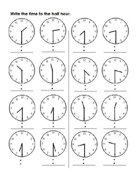 Time to the hour and half hour PRACTICE bundle by Lynns Learning