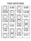 Time to the minute matching game or sorting activity