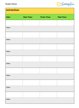 Preview of Timed Activity Data Tracking Sheet - Editable