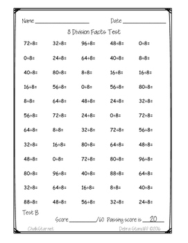 Division Facts Tests by ChalkStar | TPT