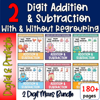 Preview of Timed Math Drills: 2 Digit Addition and Subtraction With and Without Regrouping