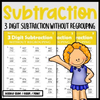 Timed Math Drills - 3 Digit Subtraction Without Regrouping - Math Fact ...