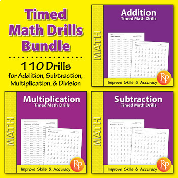 Preview of Math Facts Fluency - Timed - Add, Subtract, Multiply, Divide No Prep Worksheets