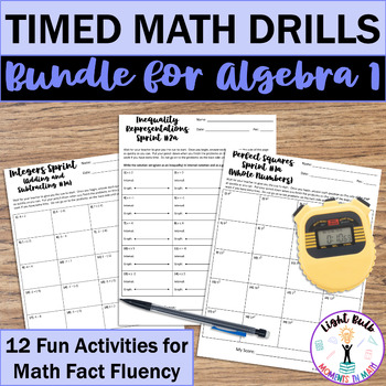 Preview of Timed Math Drills (Sprints) Bundle for Algebra 1