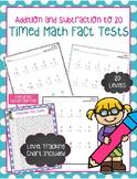 Timed Math Fact Tests - Addition and Subtraction to 20