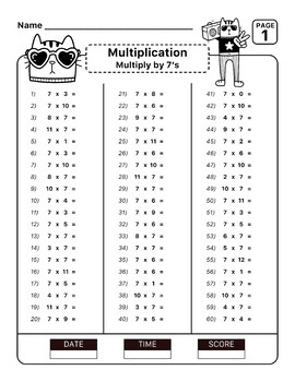 Timed Multiplication Facts 0-12 Fluency Quizzes Worksheet 3rd Grade ...