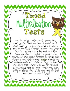 Preview of Timed Multiplication Test Practice