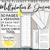 Timed Test Multiplication and Division Facts BUNDLE (1-12)
