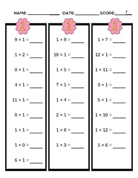 Preview of Timed Test for Multiplication (0-12) With Solution