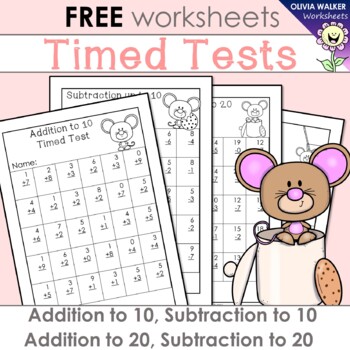 Preview of Timed Tests Addition and Subtraction Worksheets (Speed Tests, Quick Math)