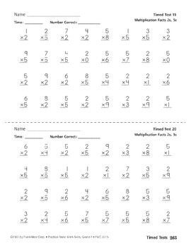 timed tests multiplication facts 2s 5s 10s tpt