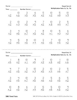 timed tests multiplication facts 2s 5s 10s tpt
