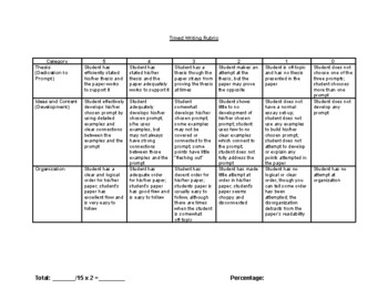 Preview of Timed Writing Narrative Paper Rubric