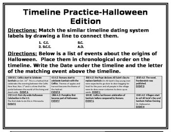 Preview of Timeline Practice Halloween Edition