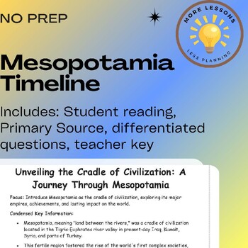 Preview of Timeline Through Ancient Mesopotamia Reading Comprehension Worksheet