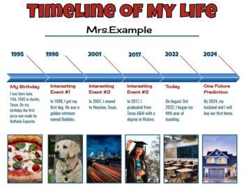 Preview of Timeline of My Life! No prep first day of school activity! Digital and Printable