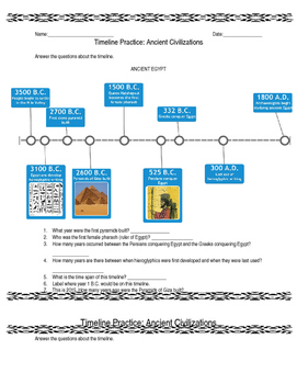 Preview of Timelines Worksheet Ancient Civilization
