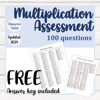 Preview of Multiplication Assessment FREE