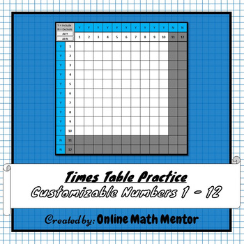 Preview of Times Table Practice (Customizable)