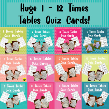 Preview of Times Table Quiz Cards 1 - 12