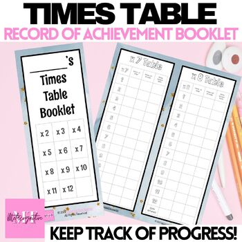 Preview of Times Table Record of Achievement Booklet - Grade 1 & 2