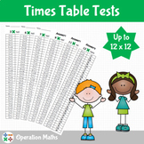 Times Table Tests up to 12 x 12