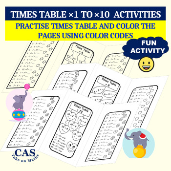 Preview of Times Tables ×1 to ×10 Coloring Activity-Multiplication Facts
