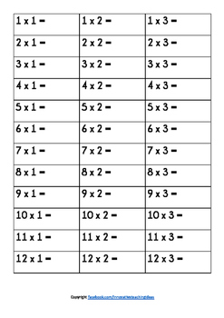 Preview of FREE Times Tables Assessment Worksheets | Multiplication Quiz | Test