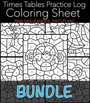 Preview of Times Tables Practice Logs Coloring Sheet BUNDLE