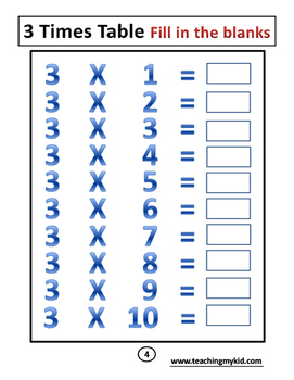 3rd Grade - Times Tables Practice Book 20 Printable Worksheets | TpT