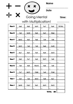 Times Tables Speed Test Week 1 Term 4 by Teaching Mumma | TPT