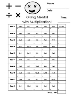 Times Tables Speed Test Week 2 Term 2 by Teaching Mumma | TPT