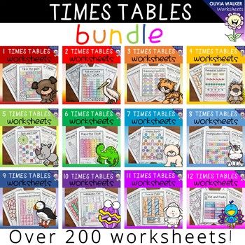 Preview of Times Tables Worksheet Bundle - Multiplication Printables, Mastering Basic Facts