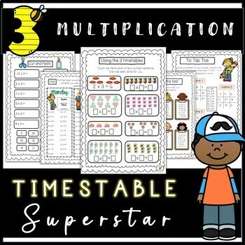 Preview of Times table Activity Worksheets and Games- Multiply by 3