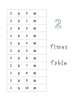 Times tables 1-10 and answer sheet by Raina Van Luchene | TpT