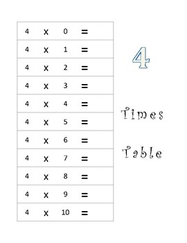 Times tables 1-10 and answer sheet by Raina Van Luchene | TpT