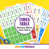 Times tables memory match card game