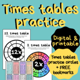 Times tables practice circles (NO PREP) l FREE bookmarks (