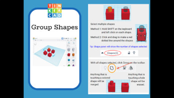 Preview of TinkerCAD Instructional Cards / Tasks
