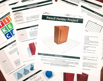 Preview of TinkerCAD: Pencil Holder Project (Volume/Scale Factor)-7th/8th Grade (STEAM)